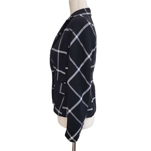 EUC 7th Avenue women's plaid 1 button blazer jacket, 2P, black white - Picture 2 of 10